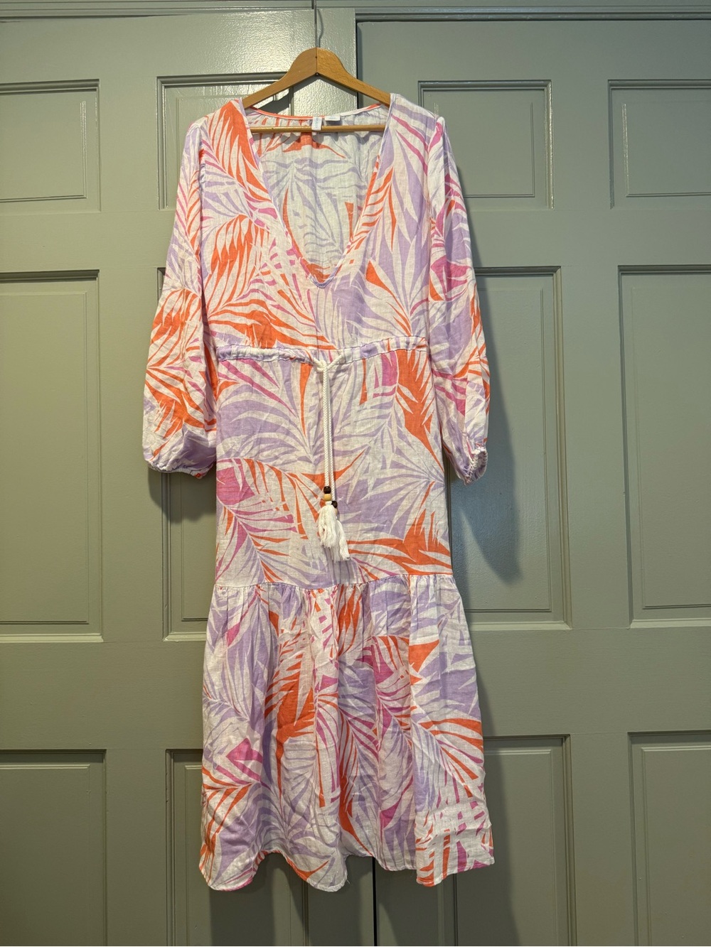 Cynthia Rowley Lavender & Coral Tropical Print Maxi Dress Cover Up